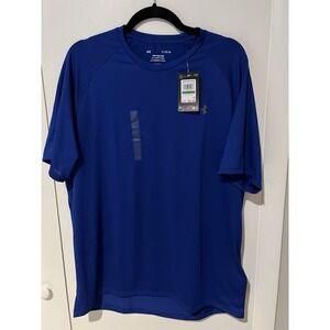 NWT Under Armour‎ Mens Large Basic T-Shirt The Tech Tee Blue Short Sleeve Logo